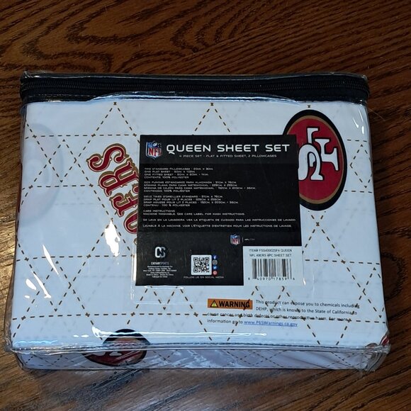 New San Francisco 49ers 4 Piece QUEEN Bed Sheet Set NFL Football SF Niners FTTB - Picture 8 of 8